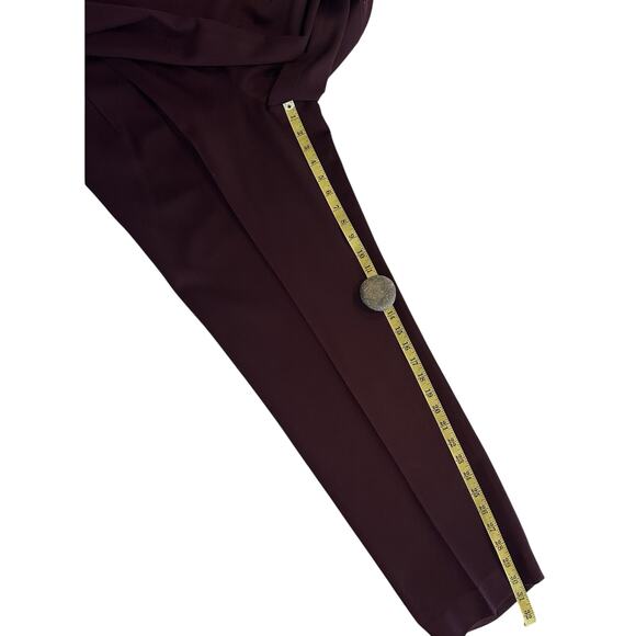 Le Suit Pantsuit Women’s Sz 12 Blazer Wide Leg Textured Career Office burgundy - Picture 9 of 11